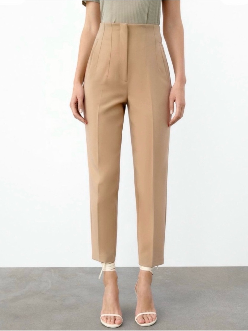 High-Waist Slim Tapered Men’s Pants - Mustard - Picture 2 of 5